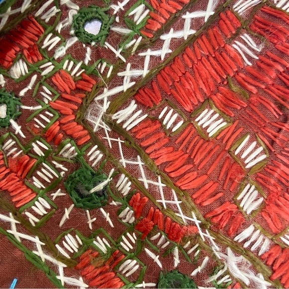 Vtg Boho Mirrored Embroidered Embellished Indian Envelope Crossbody Bag Dowry OS - Picture 7 of 15